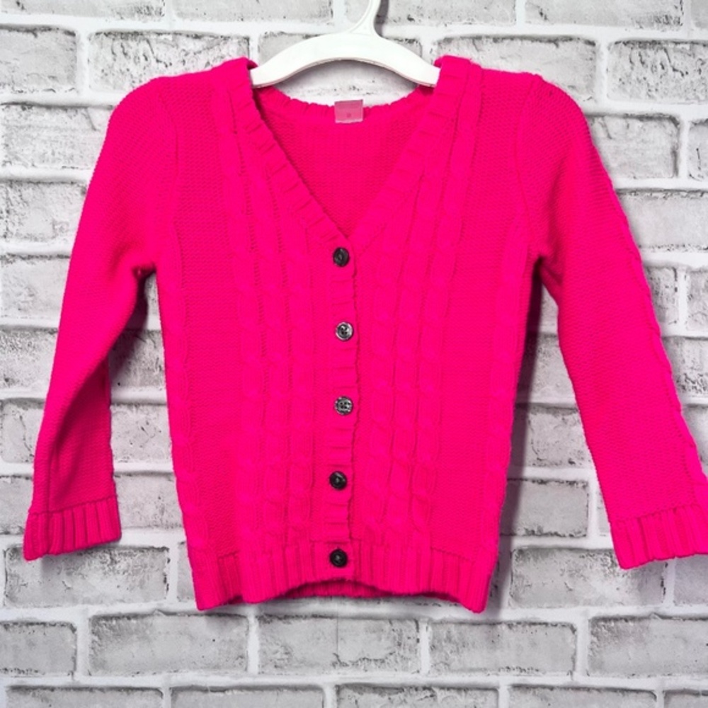 |•CARTER'S•| Hot Pink Cable Knit Cardigan Sweater Size 5